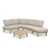 Washington hoek loungeset 5 personen | aluminium + hardhout | beige | 4-delig - 259x195cm