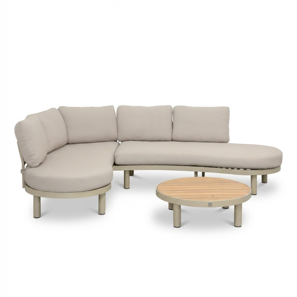 Washington hoek loungeset 5 personen | aluminium + hardhout | beige | 4-delig - 259x195cm