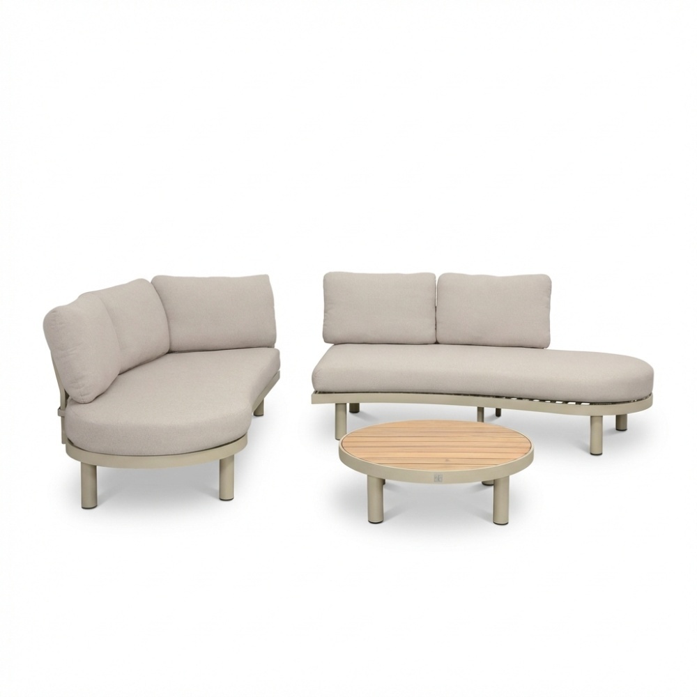 Washington hoek loungeset 5 personen | aluminium + hardhout | beige | 4-delig - 259x195cm