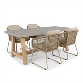Veltis/Tulum Sandstone dining tuinset | 4 personen | polystone + touw | 200cm