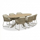 Dallas/Tulum Sandstone dining tuinset | 6 personen | polywood + touw | 220cm