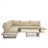 Canyon hoek loungeset incl. loungetafel | aluminium + sintered stone | Marble Latte | 4-delig