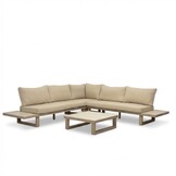 Canyon hoek loungeset incl. loungetafel | aluminium + sintered stone | Marble Latte | 4-delig