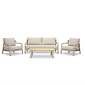 LUX outdoor living Marbella stoel-bank loungeset 4 personen | aluminium + teak | beige | 4-delig