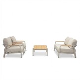 Marbella stoel-bank loungeset 4 personen | aluminium + teak | beige | 4-delig