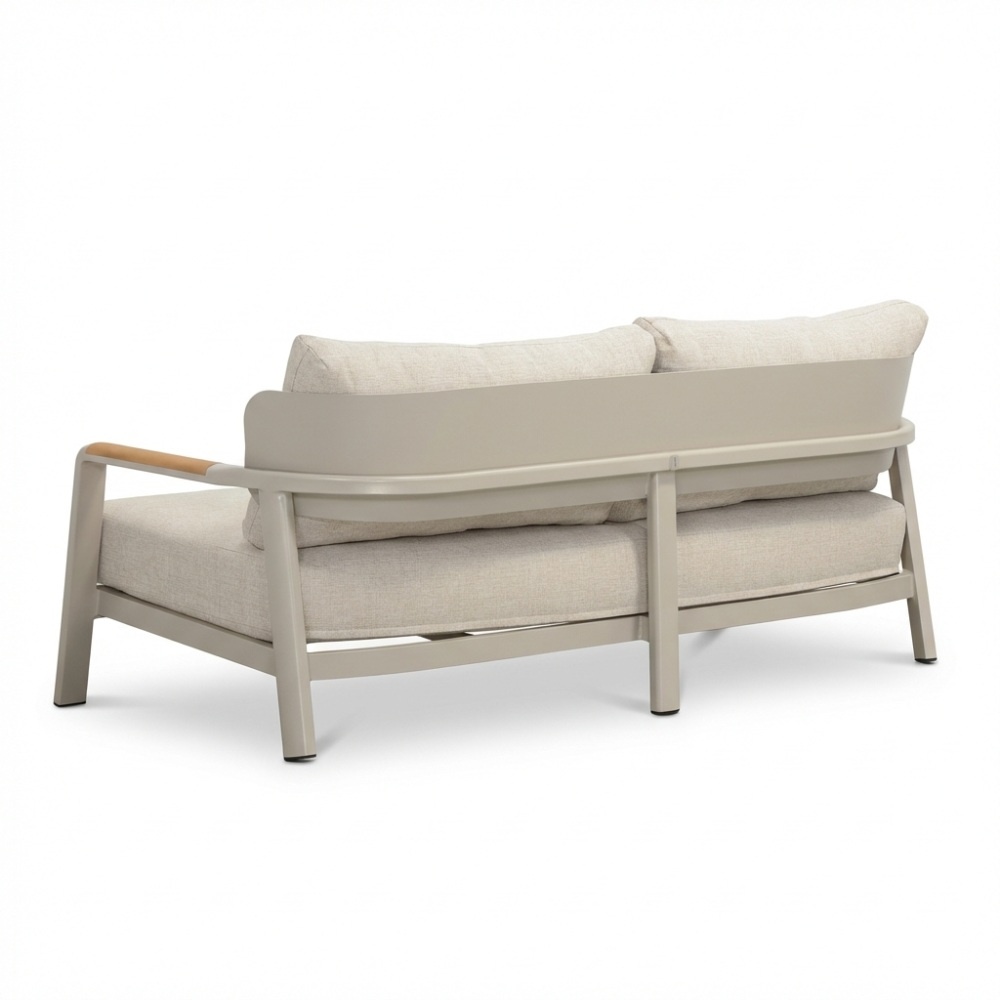 Marbella stoel-bank loungeset 4 personen | aluminium + teak | beige | 4-delig