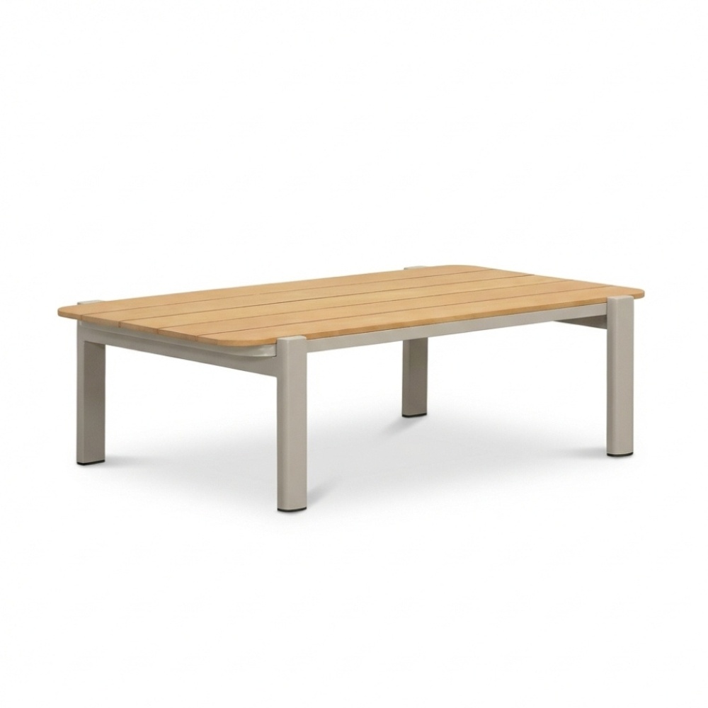 Marbella stoel-bank loungeset 4 personen | aluminium + teak | beige | 4-delig