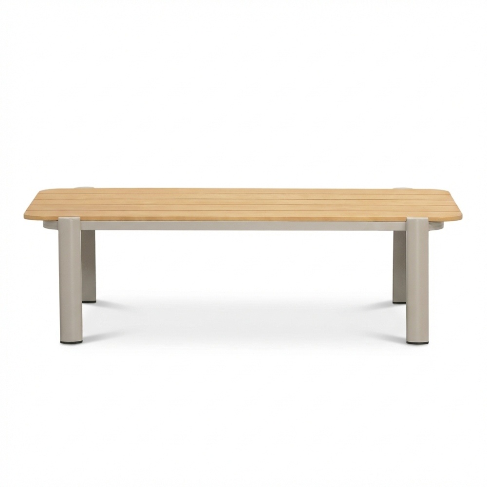 Marbella stoel-bank loungeset 4 personen | aluminium + teak | beige | 4-delig