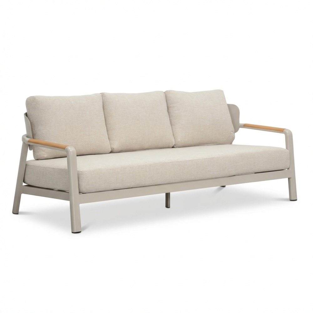 Marbella stoel-bank loungeset 5 personen | aluminium + teak | beige | 4-delig