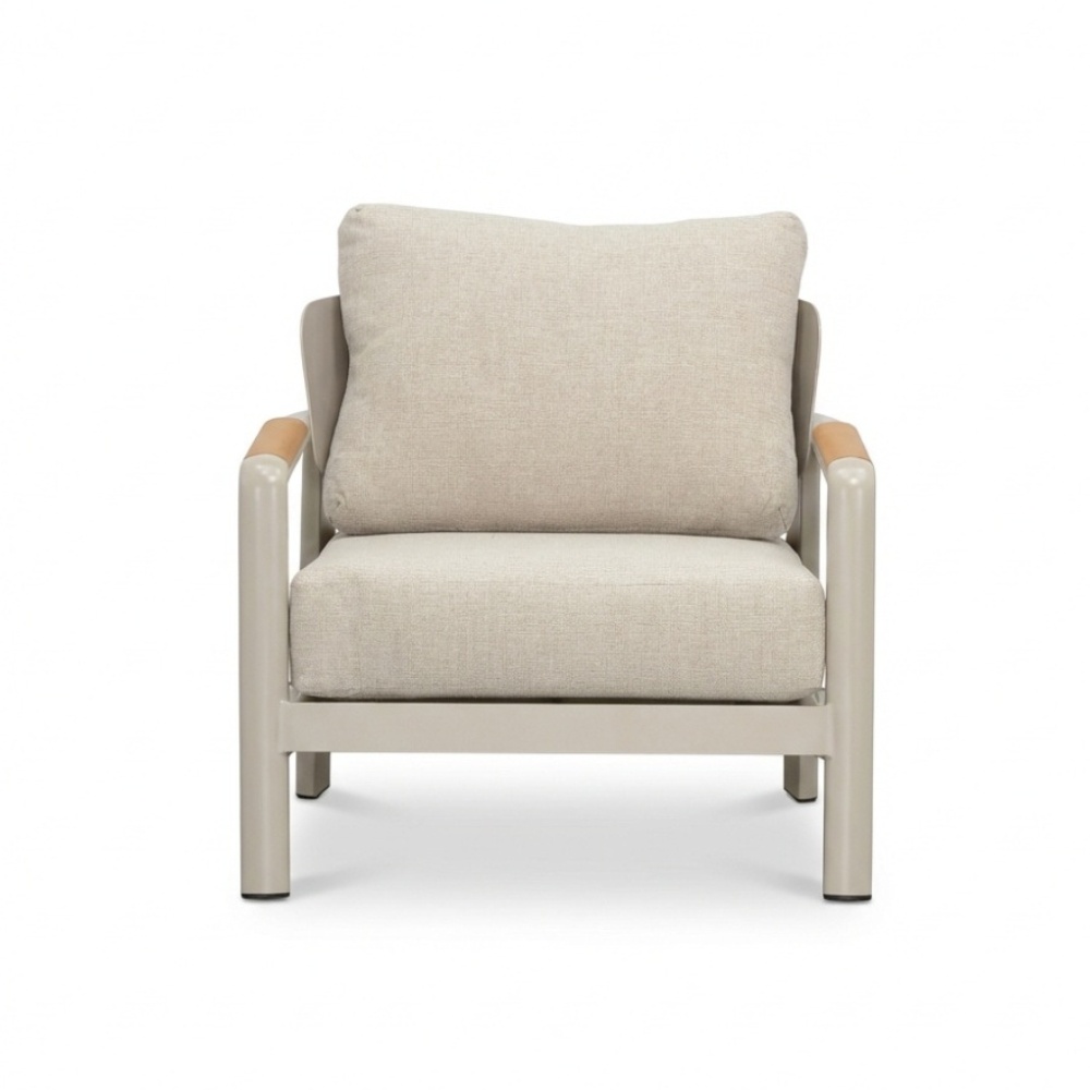 Marbella stoel-bank loungeset 5 personen | aluminium + teak | beige | 4-delig