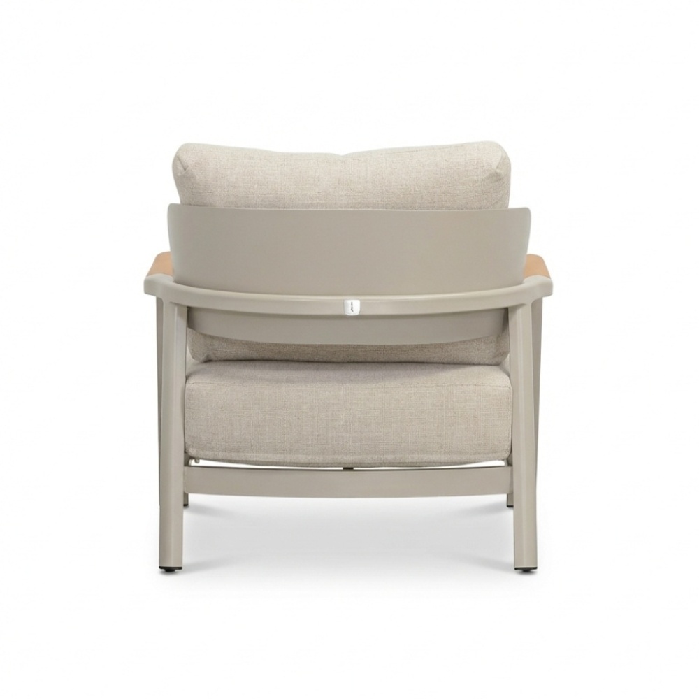 Marbella stoel-bank loungeset 5 personen | aluminium + teak | beige | 4-delig