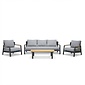 LUX outdoor living Marbella stoel-bank loungeset 5 personen | aluminium + teak | antraciet | 4-delig