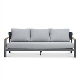 Marbella stoel-bank loungeset 5 personen | aluminium + teak | antraciet | 4-delig