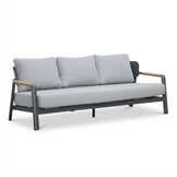 Marbella stoel-bank loungeset 5 personen | aluminium + teak | antraciet | 4-delig