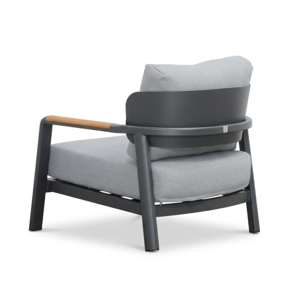 Marbella stoel-bank loungeset 5 personen | aluminium + teak | antraciet | 4-delig