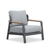 Marbella stoel-bank loungeset 5 personen | aluminium + teak | antraciet | 4-delig