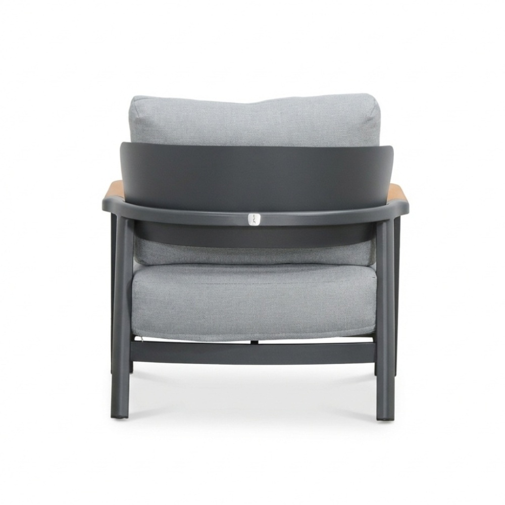 Marbella stoel-bank loungeset 5 personen | aluminium + teak | antraciet | 4-delig