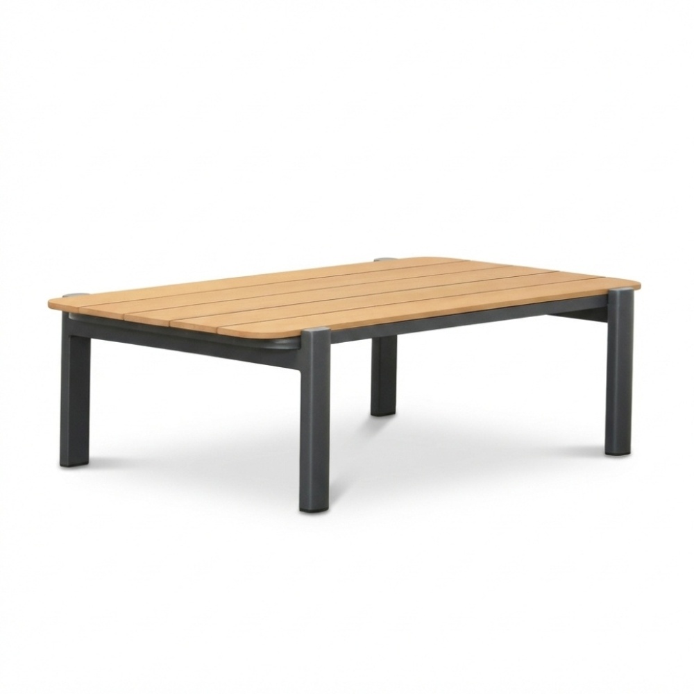 Marbella stoel-bank loungeset 5 personen | aluminium + teak | antraciet | 4-delig