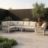 Venezia hoek loungeset incl. stoel 7 personen | aluminium + touw | beige | 5-delig - 267x207cm