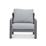 Marbella stoel-bank loungeset 4 personen | aluminium + teak | antraciet | 4-delig