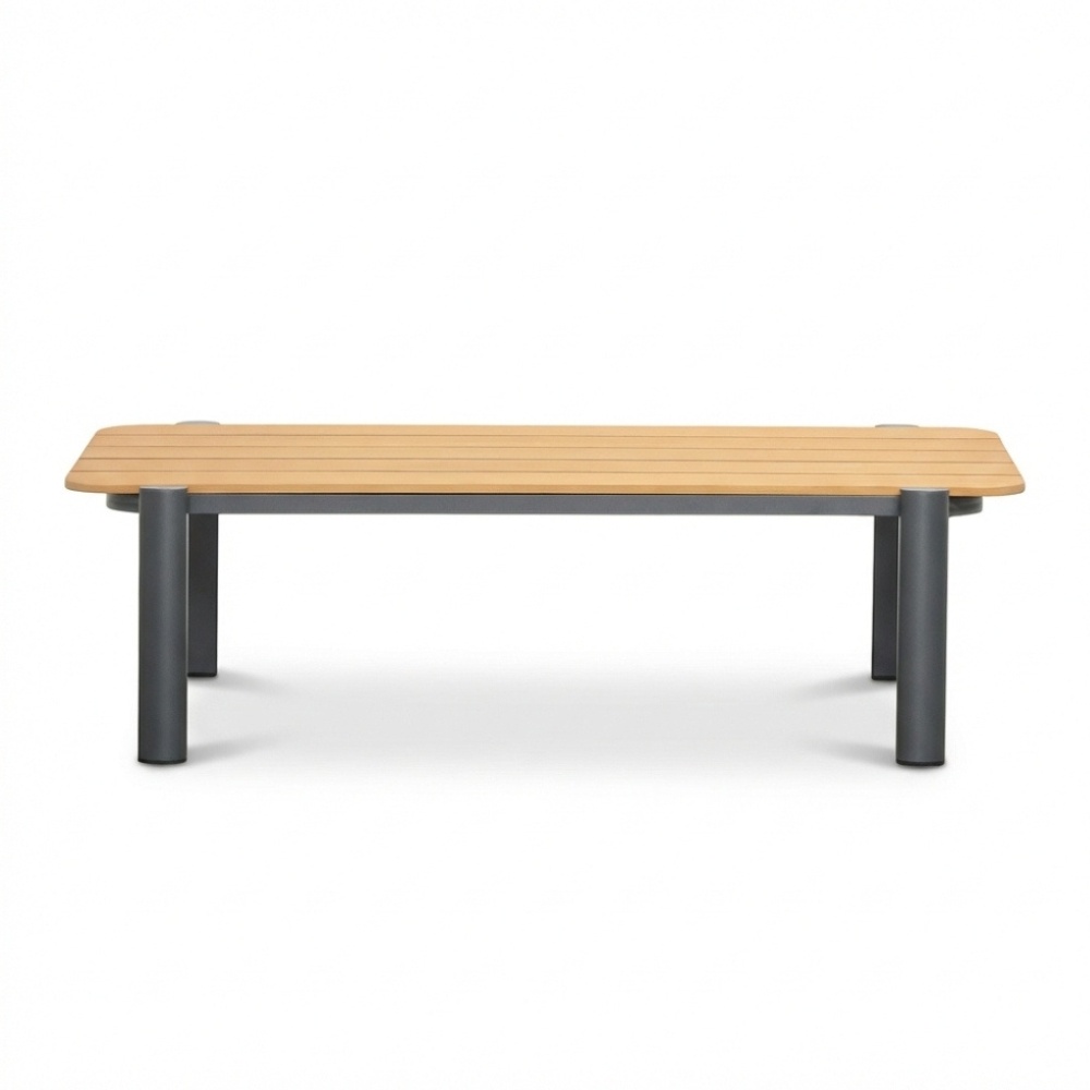 Marbella stoel-bank loungeset 4 personen | aluminium + teak | antraciet | 4-delig