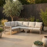 Venezia hoek loungeset 6 personen | aluminium + touw | beige | 4-delig - 267x207cm
