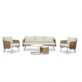 Bologna stoel-bank loungeset 5 personen | wicker + aluminium | beige | 5-delig