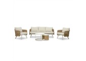 Bologna stoel-bank loungeset 5 personen | wicker + aluminium | beige | 5-delig