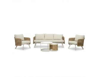 Bologna stoel-bank loungeset 5 personen | wicker + aluminium | beige | 5-delig