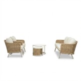 Bologna stoel-bank loungeset 5 personen | wicker + aluminium | beige | 5-delig