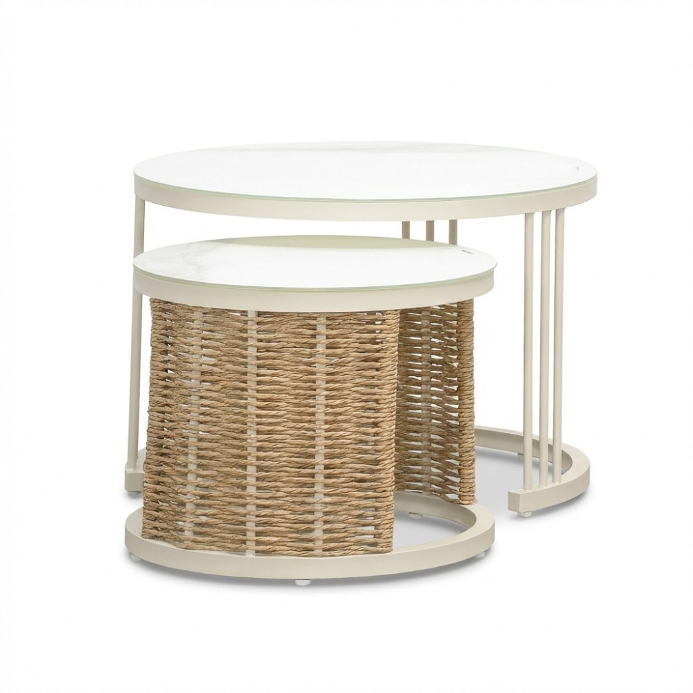 Bologna stoel-bank loungeset 5 personen | wicker + aluminium | beige | 5-delig