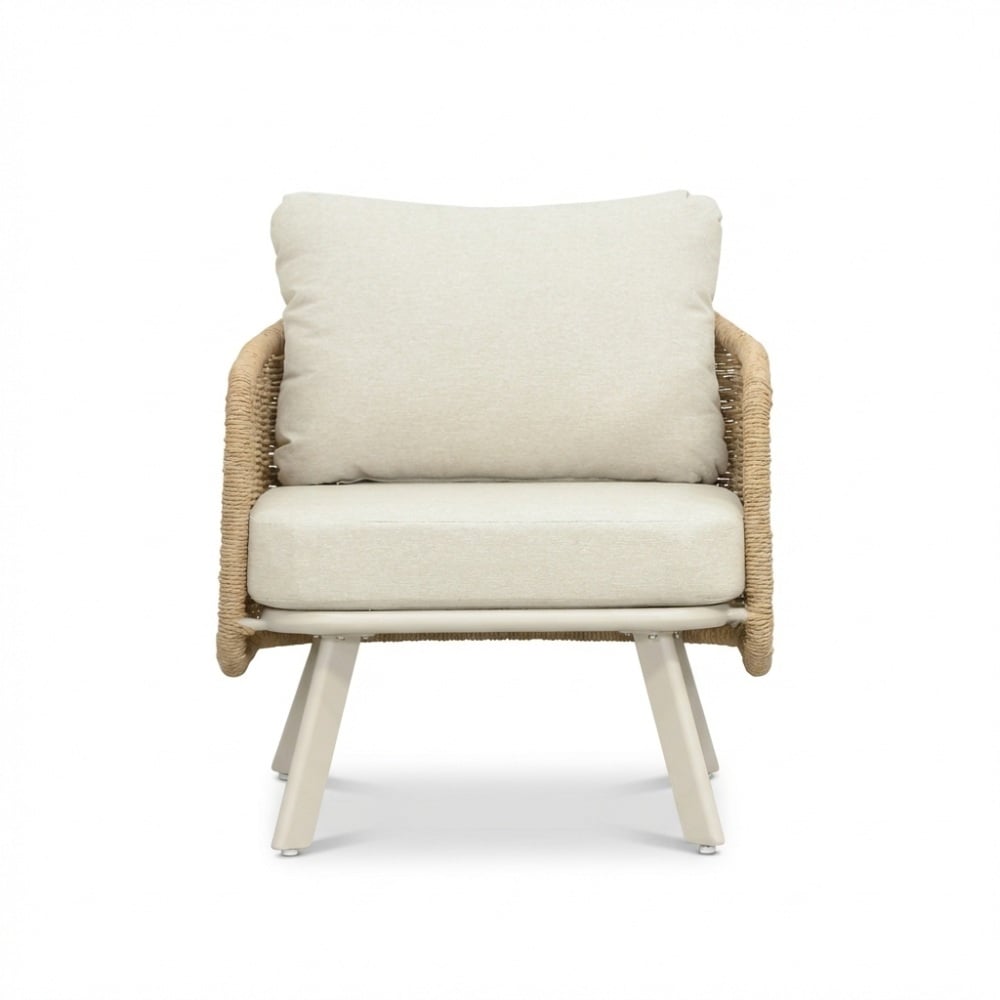 Bologna stoel-bank loungeset 5 personen | wicker + aluminium | beige | 5-delig