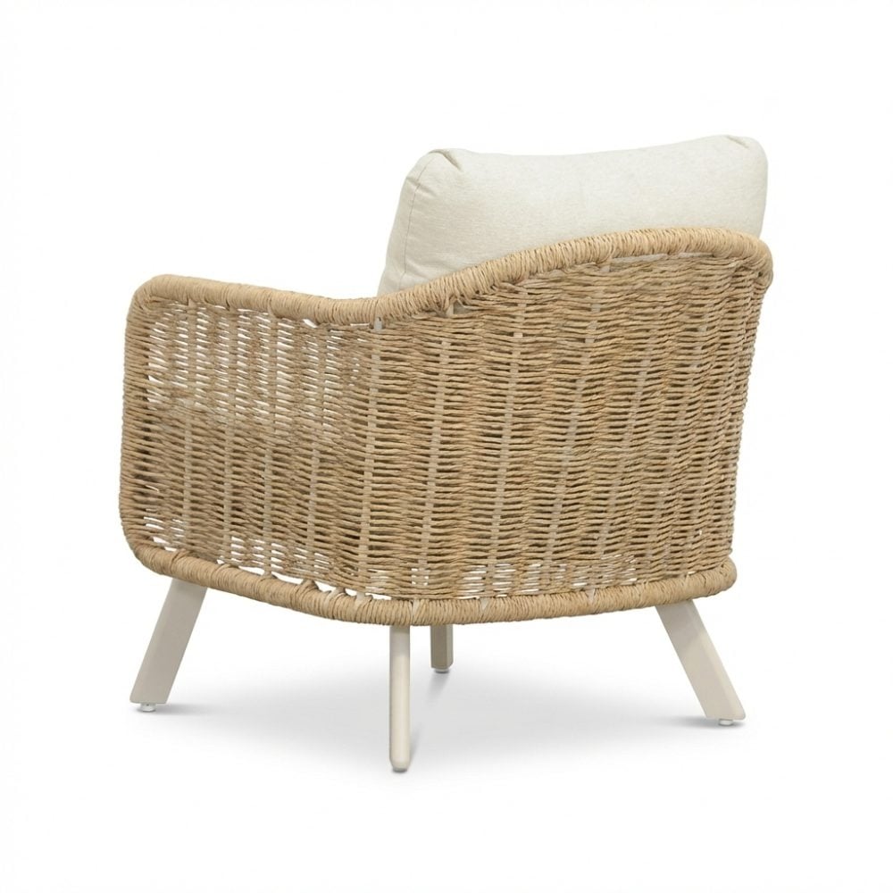 Bologna stoel-bank loungeset 5 personen | wicker + aluminium | beige | 5-delig