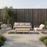 Florence stoel-bank loungeset 5 personen incl. tafel | aluminium + touw | beige | 4-delig