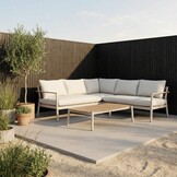 Florence hoek loungeset 5 personen incl. tafel | aluminium + touw | beige | 4-delig - 216x216cm