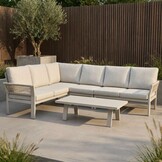 Venezia hoek loungeset 6 personen incl. tafel | aluminium + touw | beige | 6-delig - 267x207cm