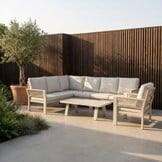 Venezia hoek loungeset incl. stoel en tafel 7 personen | aluminium + touw | beige | 6-delig