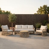 Bruno stoel-bank loungeset 5 personen incl. tafel | wicker | Mexican Sand | 4-delig