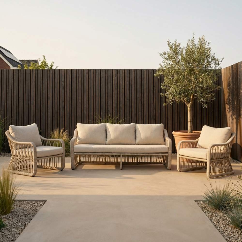 Bruno stoel-bank loungeset 5 personen | wicker | Mexican Sand | 4-delig