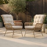 Dex loungestoel tuin set van 2 | wicker + aluminium | Bamboo beige