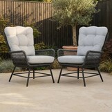 Dex loungestoel tuin set van 2 | touw + aluminium | Stone Grey