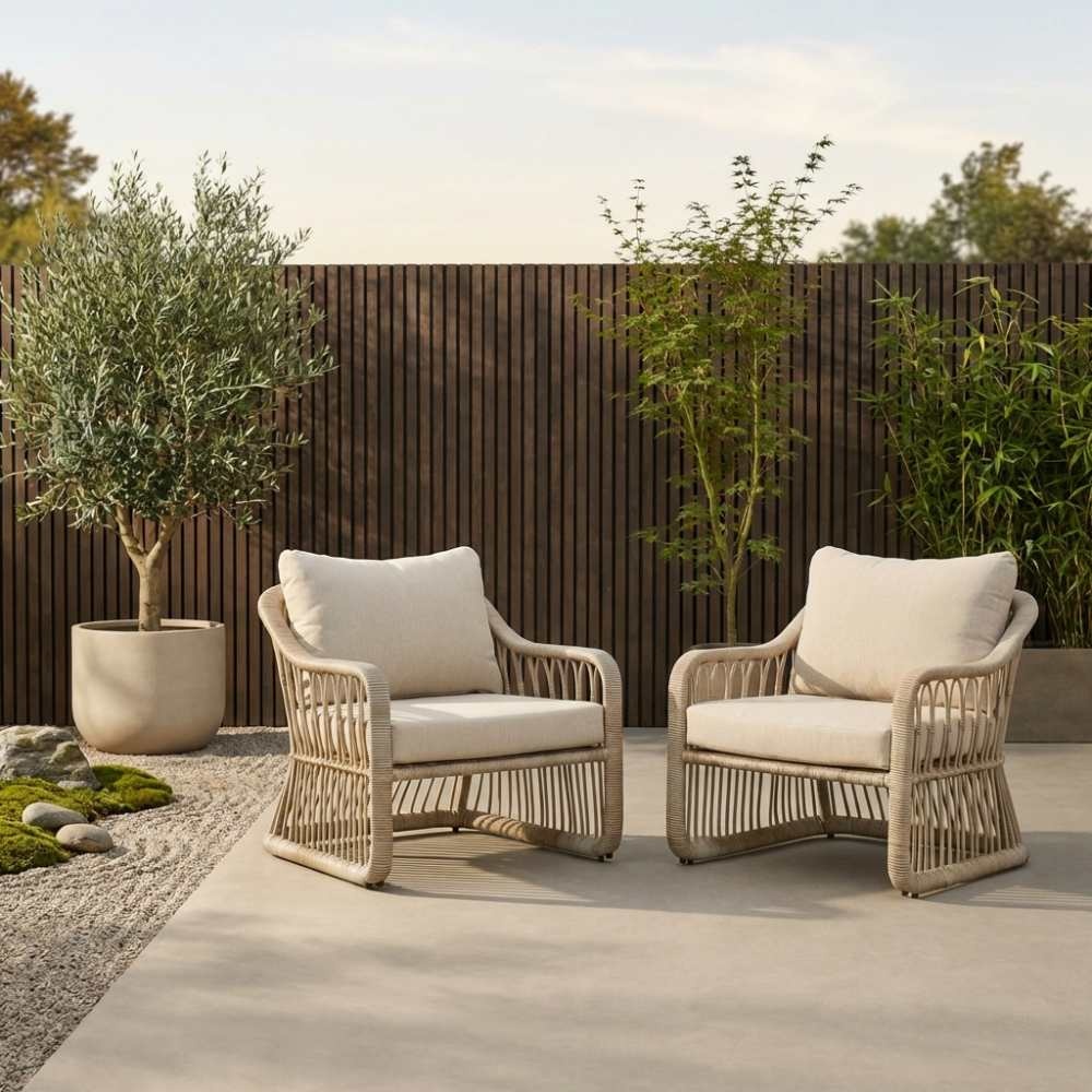 Bruno loungestoel tuin set van 2 | wicker | Mexican Sand