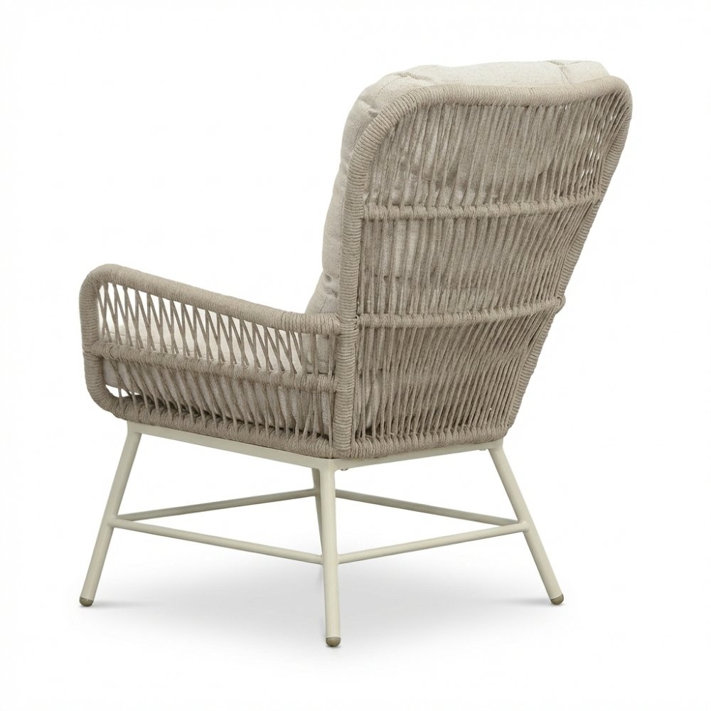 Dex loungestoel tuin set van 2 | touw + aluminium | Almond Beige