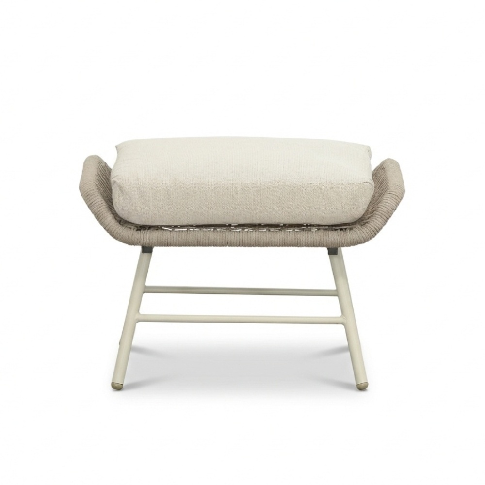 Dex loungestoel incl. voetenbank | touw + aluminium | Almond Beige