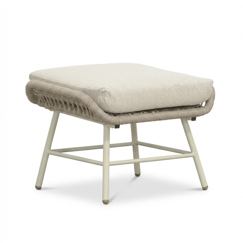 Dex loungestoel incl. voetenbank | touw + aluminium | Almond Beige