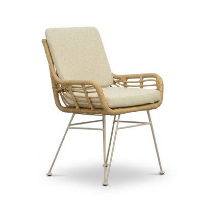 Carlos dining tuinstoel | wicker + rvs | Bamboo beige