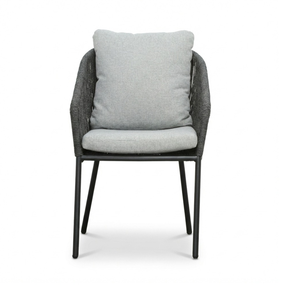 Lexis dining tuinstoel | touw + aluminium | Stone Grey