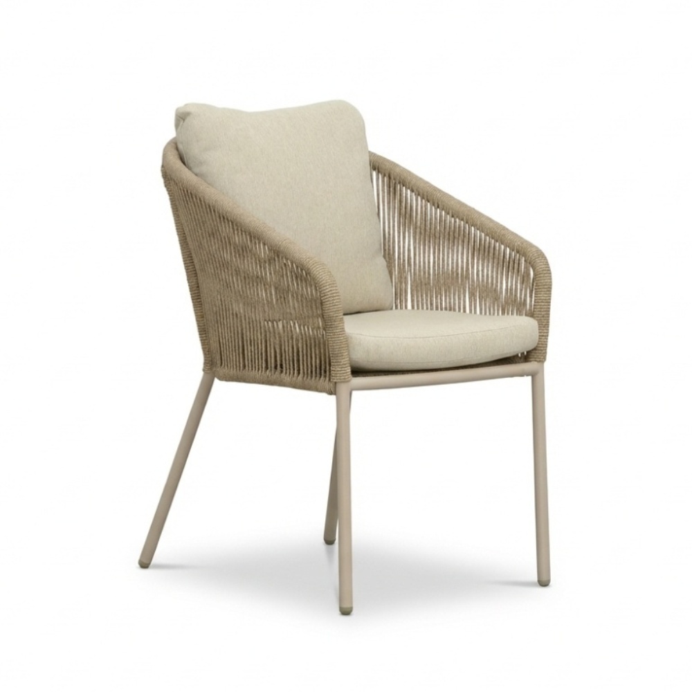 Lexis dining tuinstoel | touw + aluminium | Sandstone