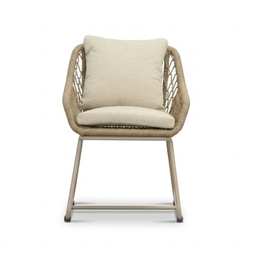Portofino dining tuinstoel | touw + aluminium | Sandstone