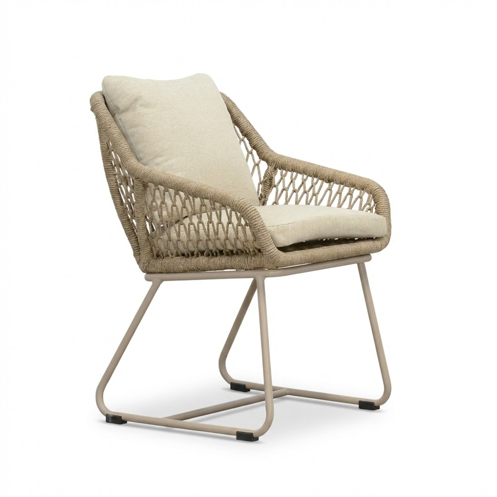 Portofino dining tuinstoel | touw + aluminium | Sandstone